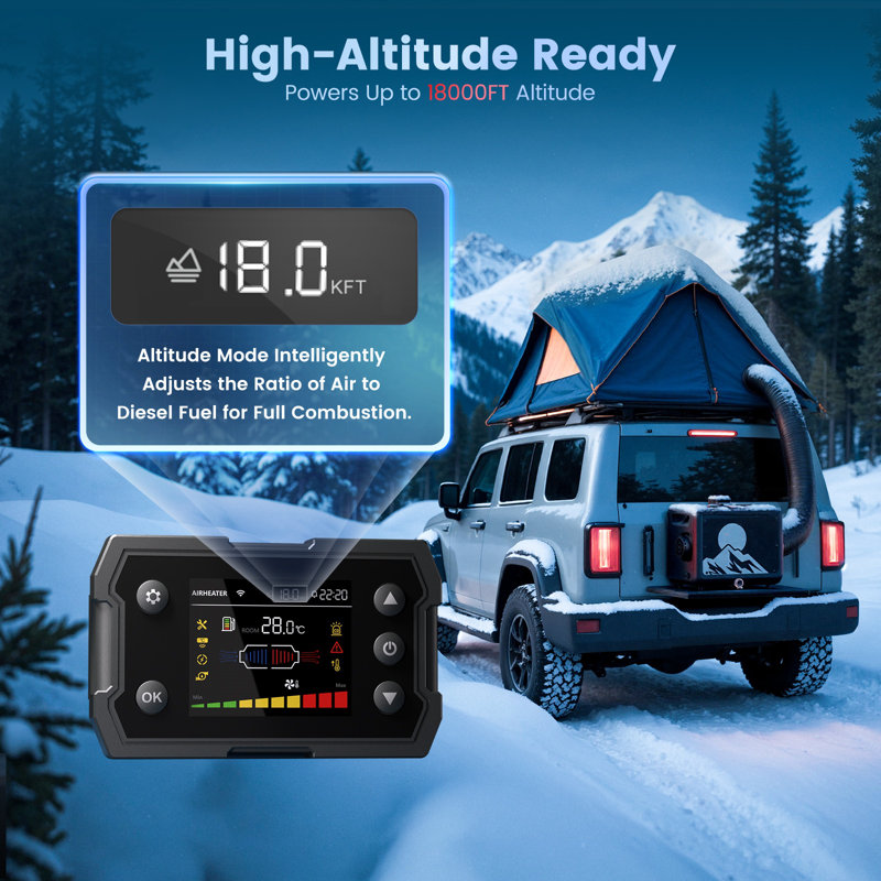 8KW Diesel Heater, 7.5L Toolbox MAX Diesel Air Heater 110/12/24V Parking Heater with App Control, CO Alarm, Wireless Temperature Sensing & Altitude Mode