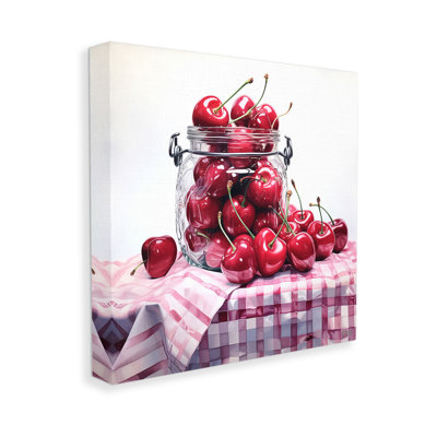 «Cherries in Country Jar», art mural sur toile par RB