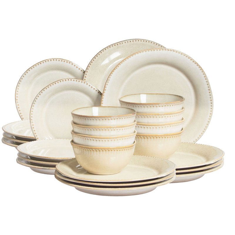 Set of 24 Dinnerware CHERVIL Stoneware, Beige