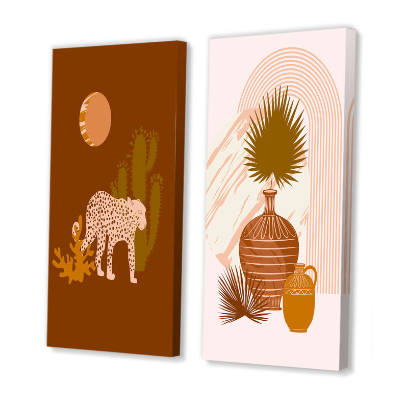 «Tropical Boho Wildlife Decor III», ensemble de 2 impressions, Toile tendue, H 32 po x l 32 po x P 1 po