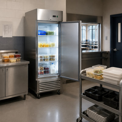 Réfrigérateur commercial en acier inoxydable de 27 po l 18,68 pieds cubes avec porte à fermeture automatique
