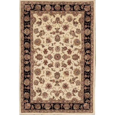 Hand-Knotted High-Quality Ivory and Black Area Rug