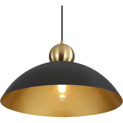 Luminaire suspendu Farmhouse à hauteur réglable - grand îlot de cuisine de 18 pouces, dôme café doré pour salle à manger, chambre à coucher, couloir (câblé, certifié ETL)