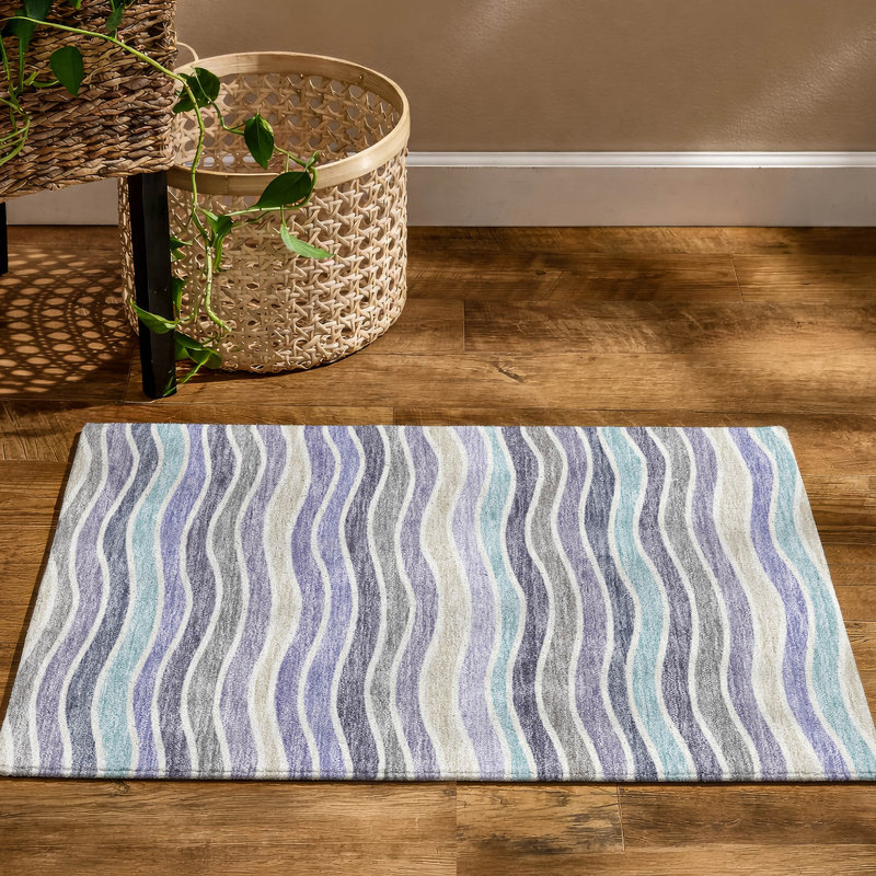 Premium Machine Washable Mayfield AMF2333 Stripes Rug, 2'6" x 3'10", Lavender