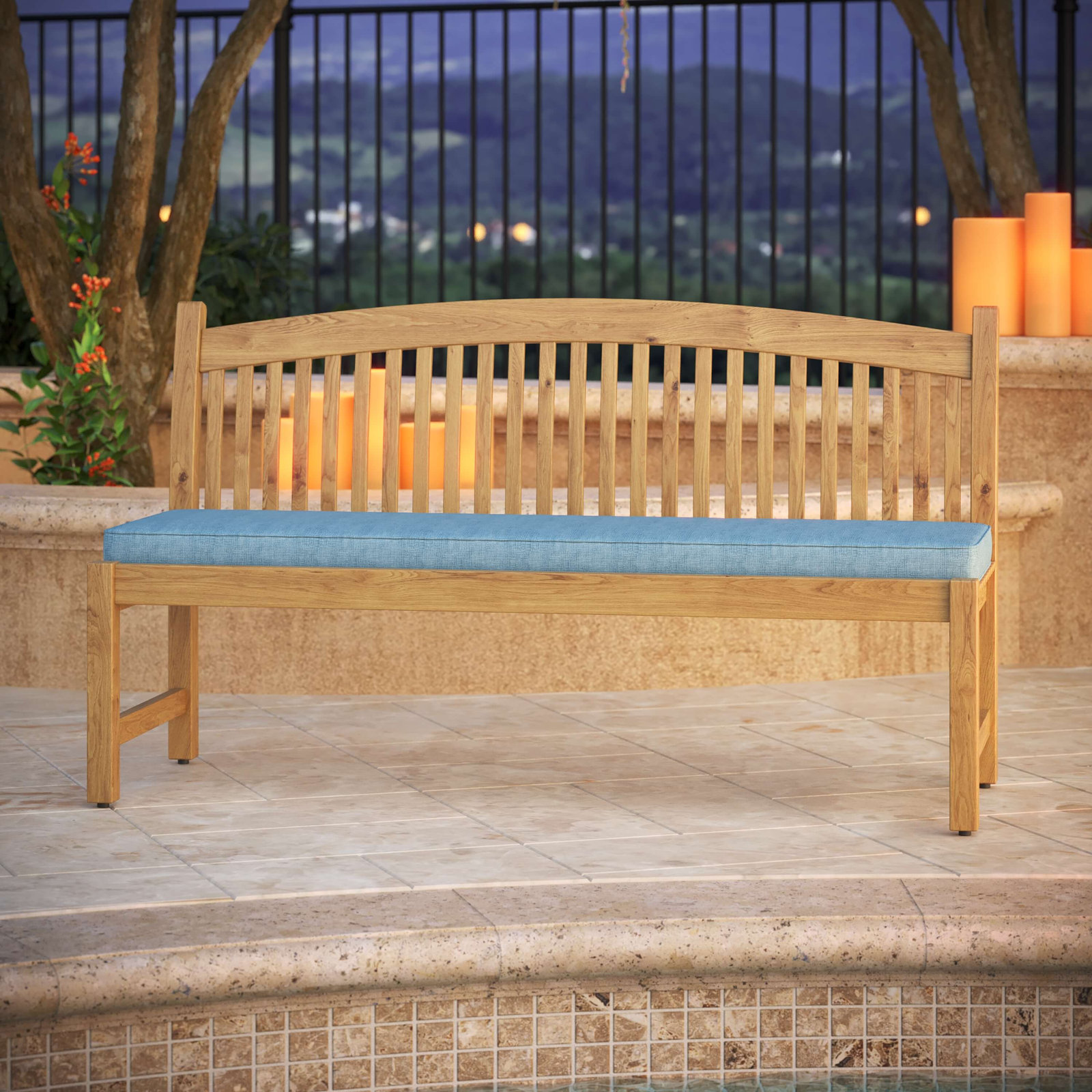 Jayapura Sunbrella® Seat Cushion, 44" W x 18" D, Cast Horizon Sunbrella® Plainweave