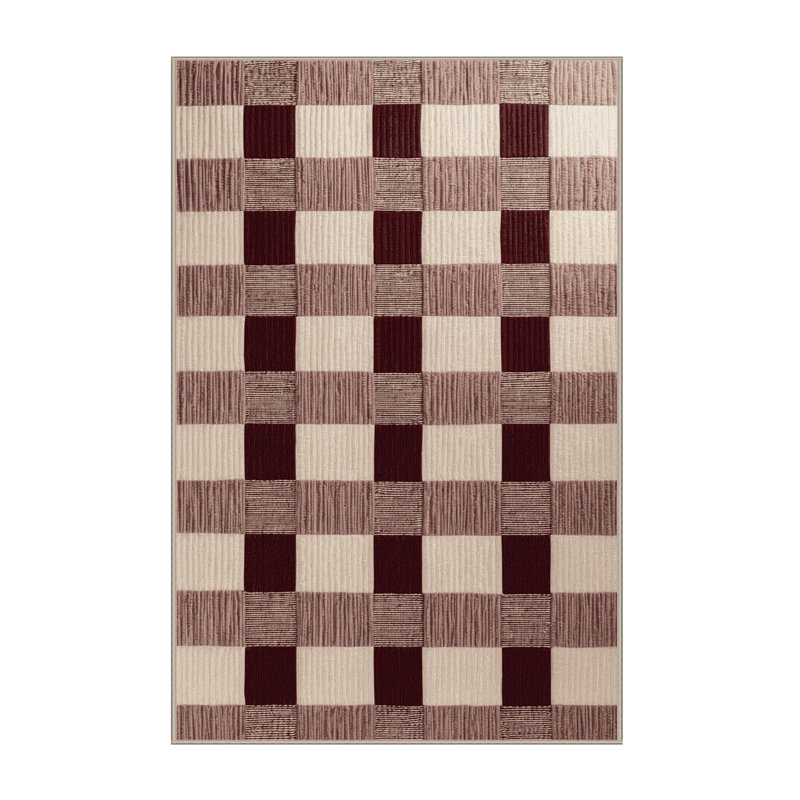 Tapis brun à carreaux lavable à la machine, Rectangle 4 pi x 6 pi