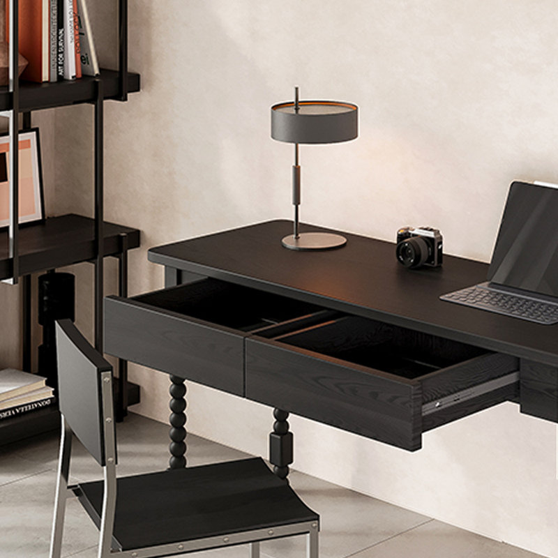 Bureau d'écriture simple et rétro en bois de frêne, H 29,52 po x l 62,99 po x P 19,68 po