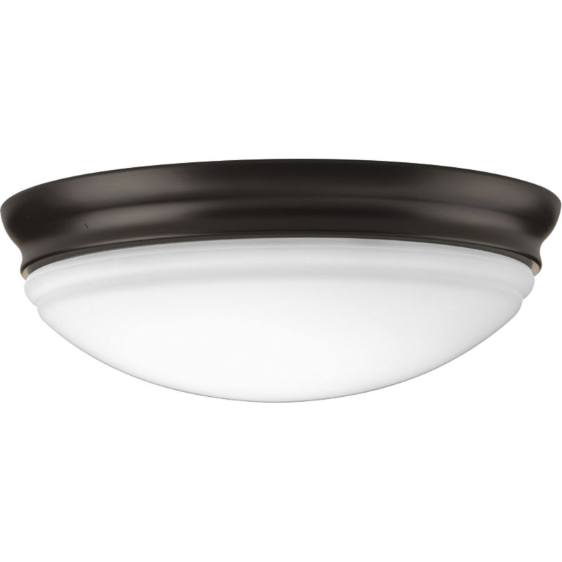 Plafonnier encastré simple à 1 lumière Mccully, H 4,25 po x l 11 po x P 11 po, Bronze antique