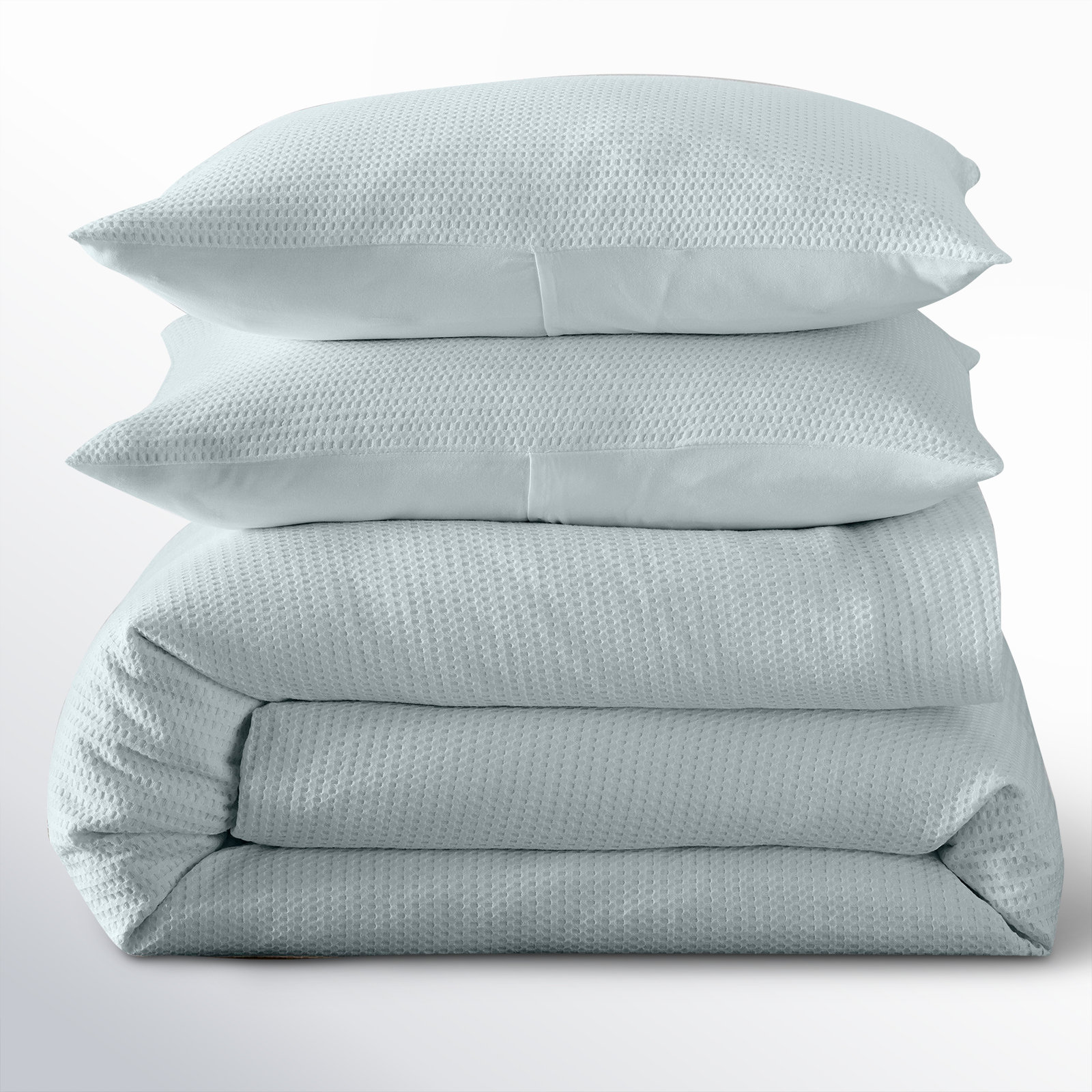 Felix Cotton Waffle Duvet Set, King / Cal King Duvet Cover + 2 King Pillowcases, Midnight Navy