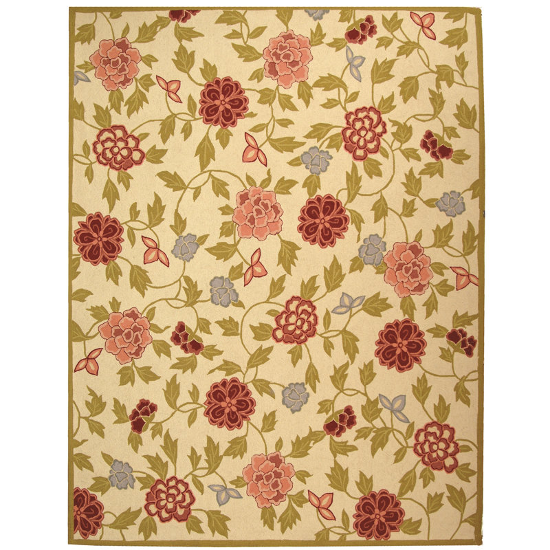 Tapis floral en laine crocheté à la main Jonsson, Rectangle 8 pi x 10 pi