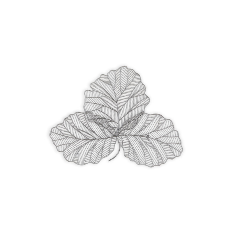 Décoration murale en métal à trois feuilles, Argent, H 38 po x l 50 po x P 2 po