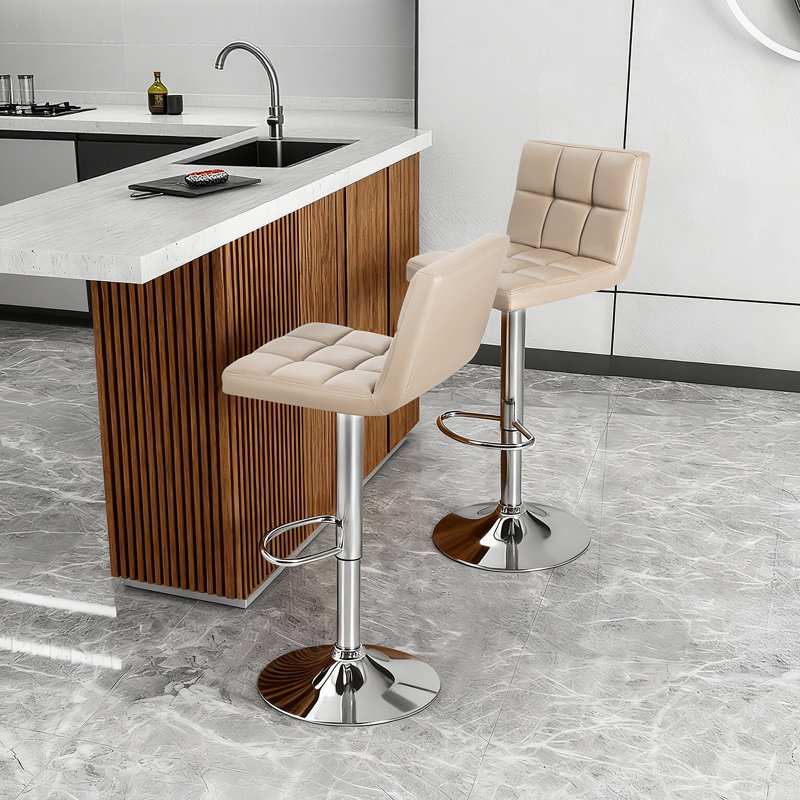 Stallcup Swivel Adjustable Height Bar Stool, Khaki
