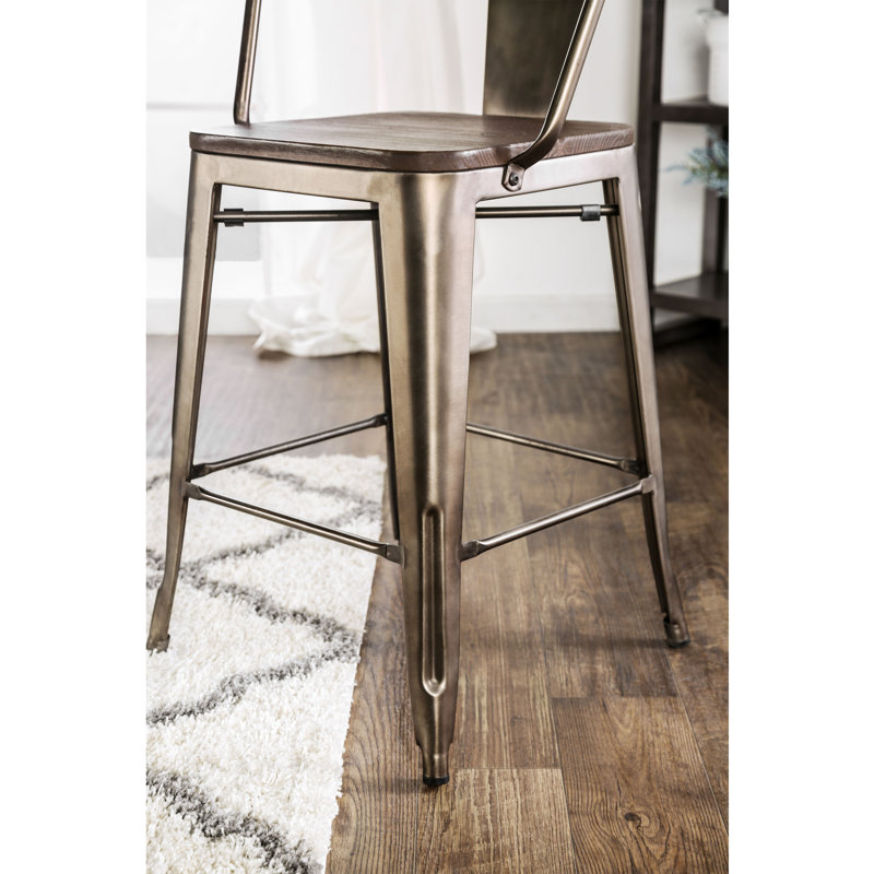 Counter Stool with Metal Frame, Brown