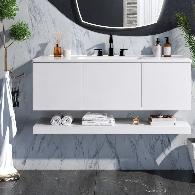 Inch MDF Vanities(Must include both Vanity Cabinet  and Sink), Modern White