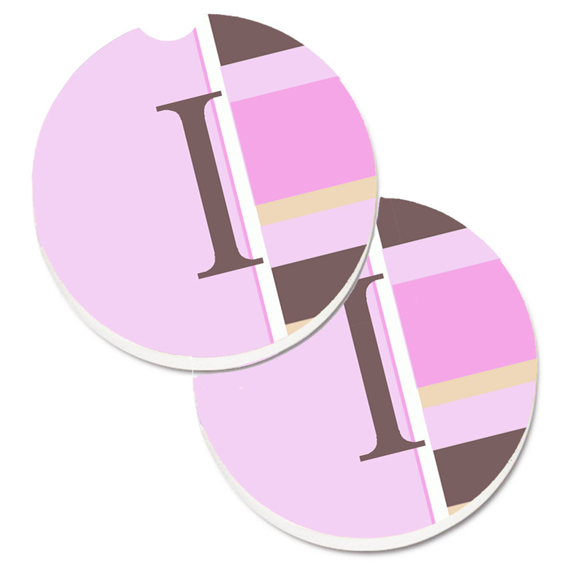 Sous-verre voiture monogramme initial, I, Rose