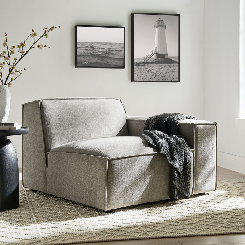 Méridienne rembourrée en tissu Restoka Performance, Moka
