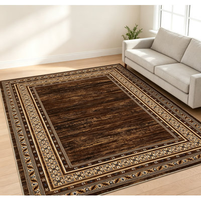 Tapis lavable à bordure florale, tapis d'intérieur géométrique moderne avec envers antidérapant et conception pliable pour le salon