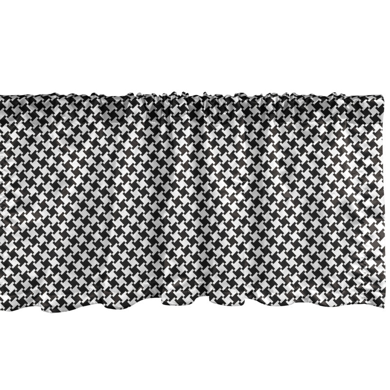 Ensemble de 2 cantonnières Ambesonne Houndstooth Classic gris anthracite et blanc, L 54 po x L 18 po