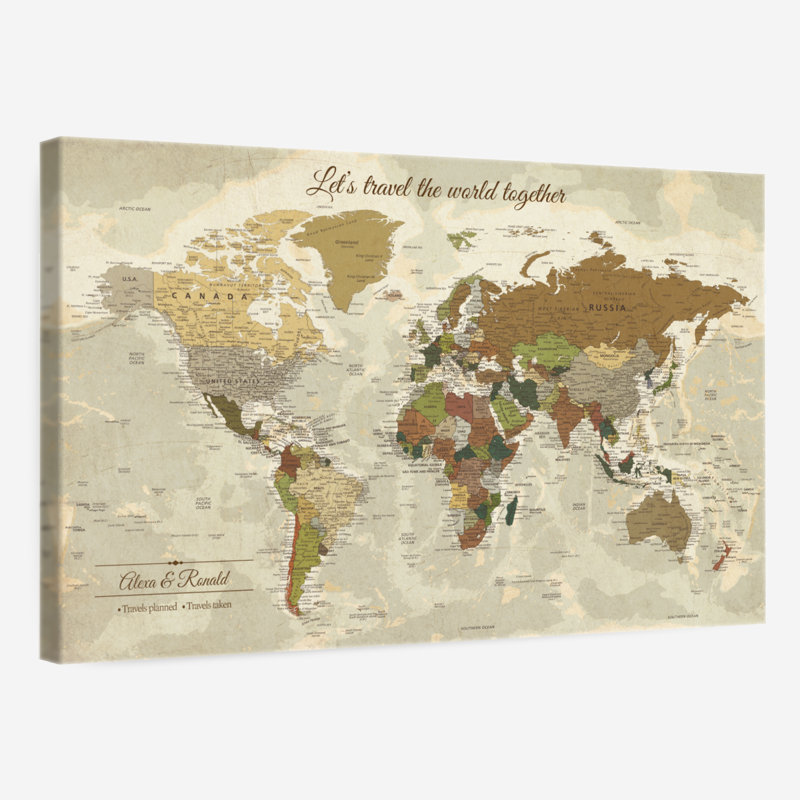 Voyage personnalisé ensemble «I Push Pin World Milstead», H 20 po x l 30 po, Oui
