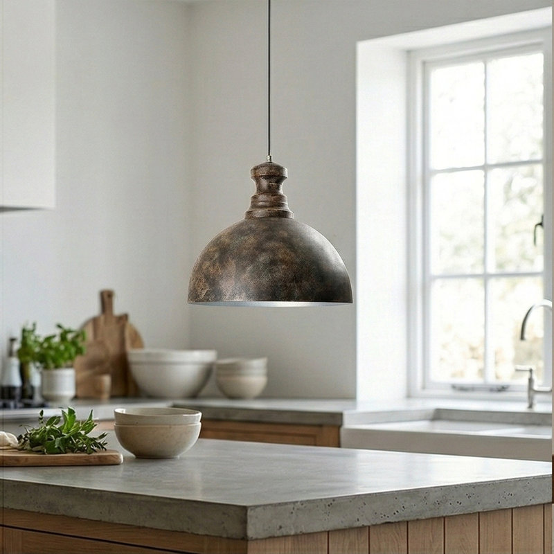 Rustic Industrial 1-Light Dome Pendant