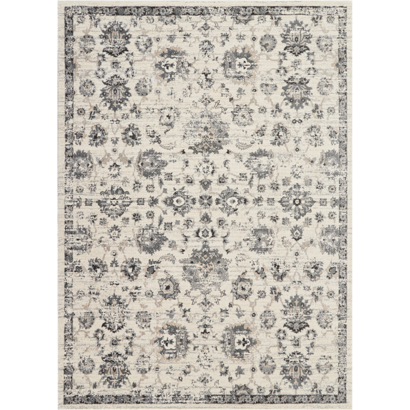 Tapis crème d'inspiration persane Lashanda, Rectangle 9 pi 6 po x 13 pi