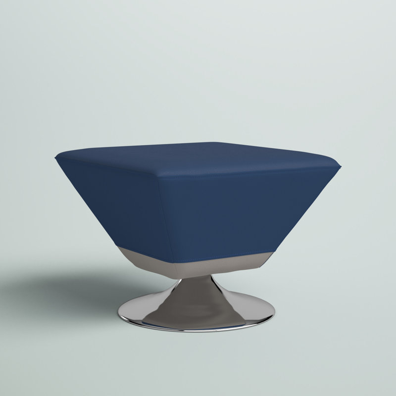 Repose-pieds pivotant en métal 20 po Diamond, Bleu / similicuir chrome poli