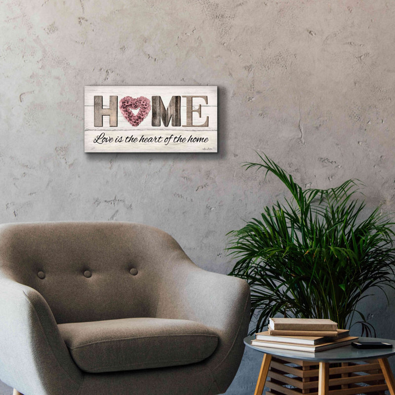 «Love is the Heart of the Home» par Lori Deiter, art mural sur toile, H 12 po x l 24 po x P 0,75 po