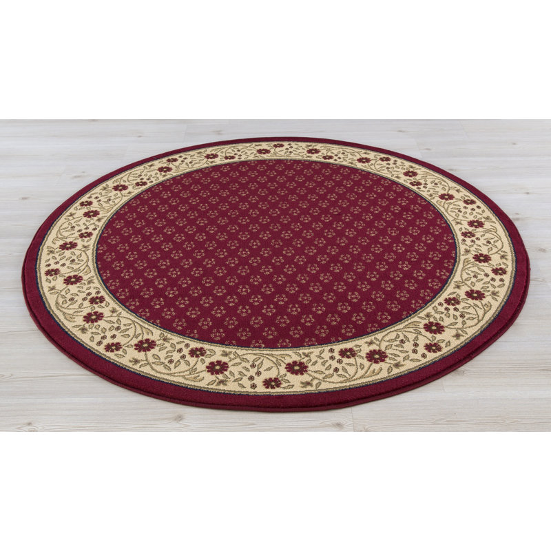 Tapis rouge à tissage plat Edmont, Rond 5 pi 3 po