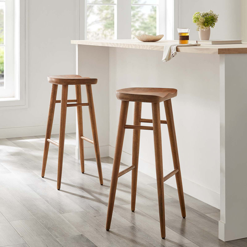 Tabouret en bois massif Modway Saville, Tabouret de bar (siège d'une hauteur de 32 po), Noyer