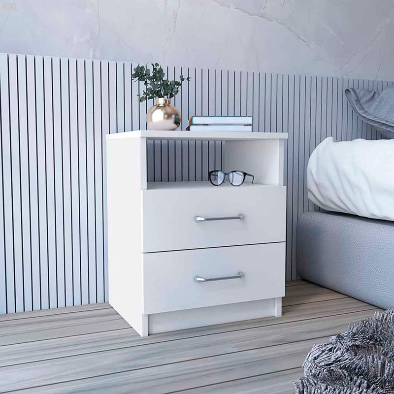 Two Drawers, One Shelf, White
