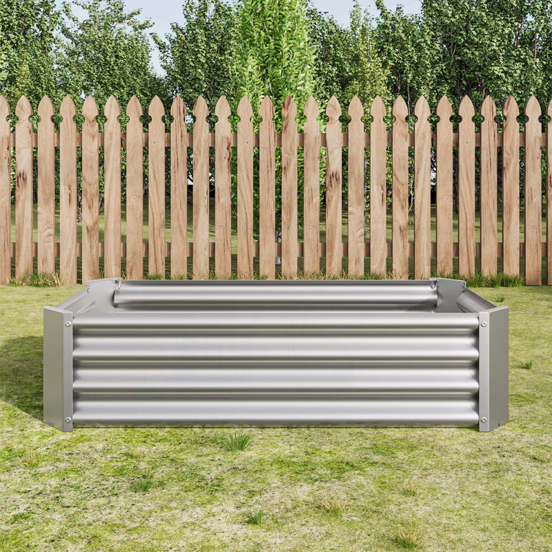 Jardinières en métal avec conception antirouille durable, 6 x 3 x 1 pi, Argent