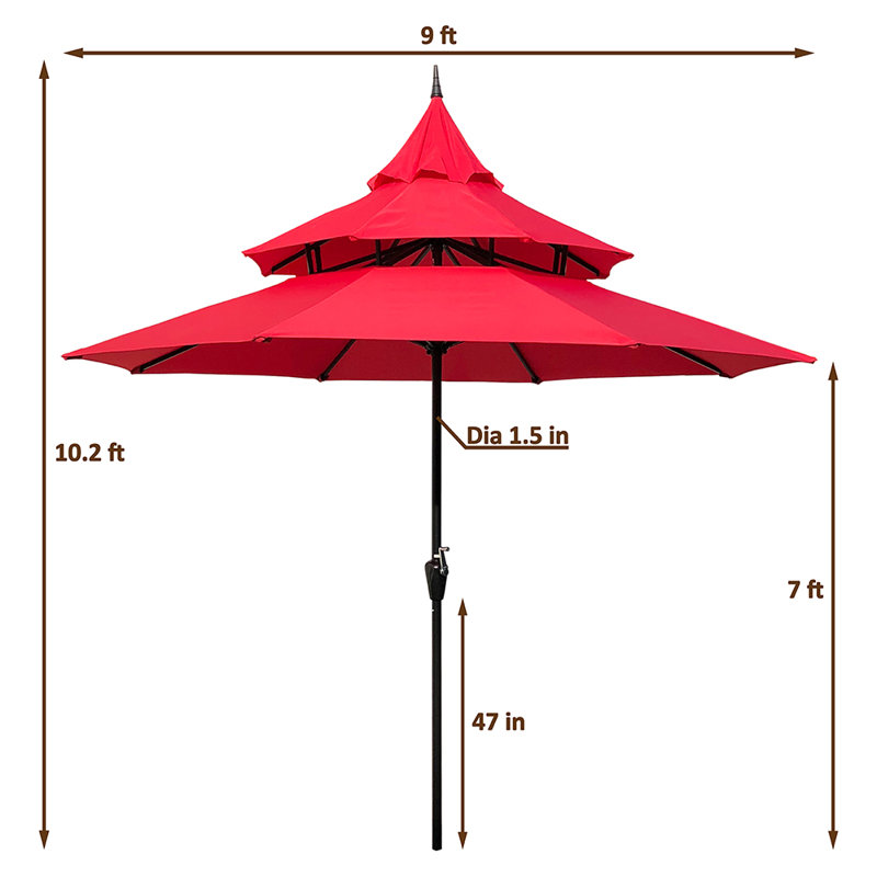 Parasol de marché 9 pi, Rouge