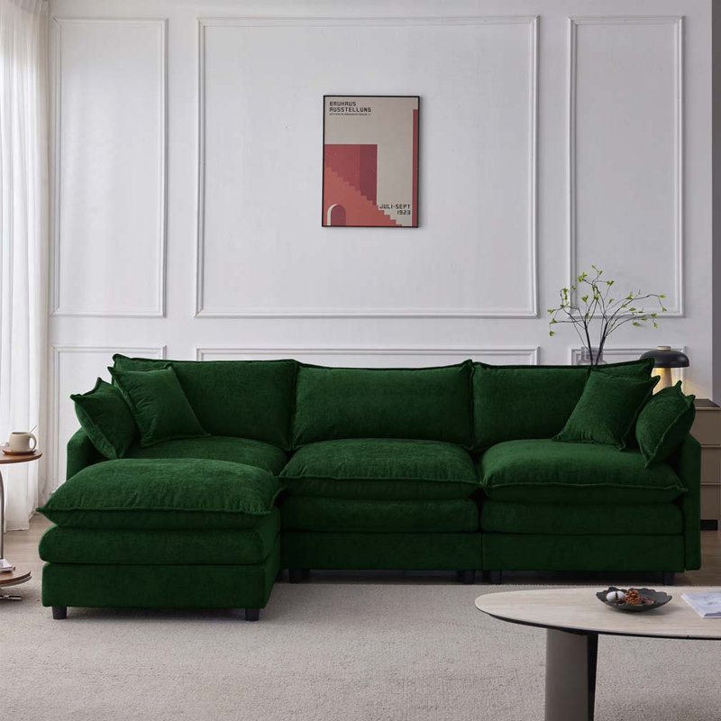 Modulaire 3 places avec repose-pieds, Vert