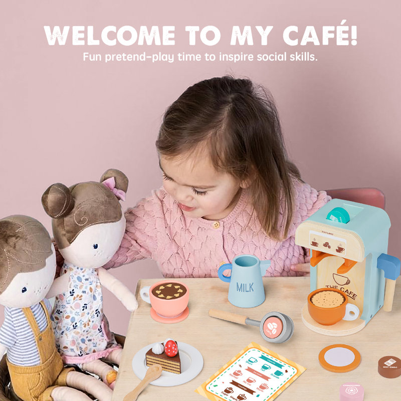 Tiny Land® Wooden Kids Play Coffee Maker Set
