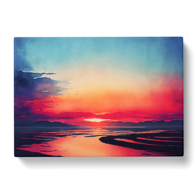 Watercolour Ocean Skyline - Wrapped Canvas