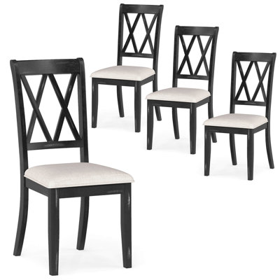 4 PCS Farmhouse Dining Chairs Modern Kitchen Chairs with Elegant Hollowed backrest
