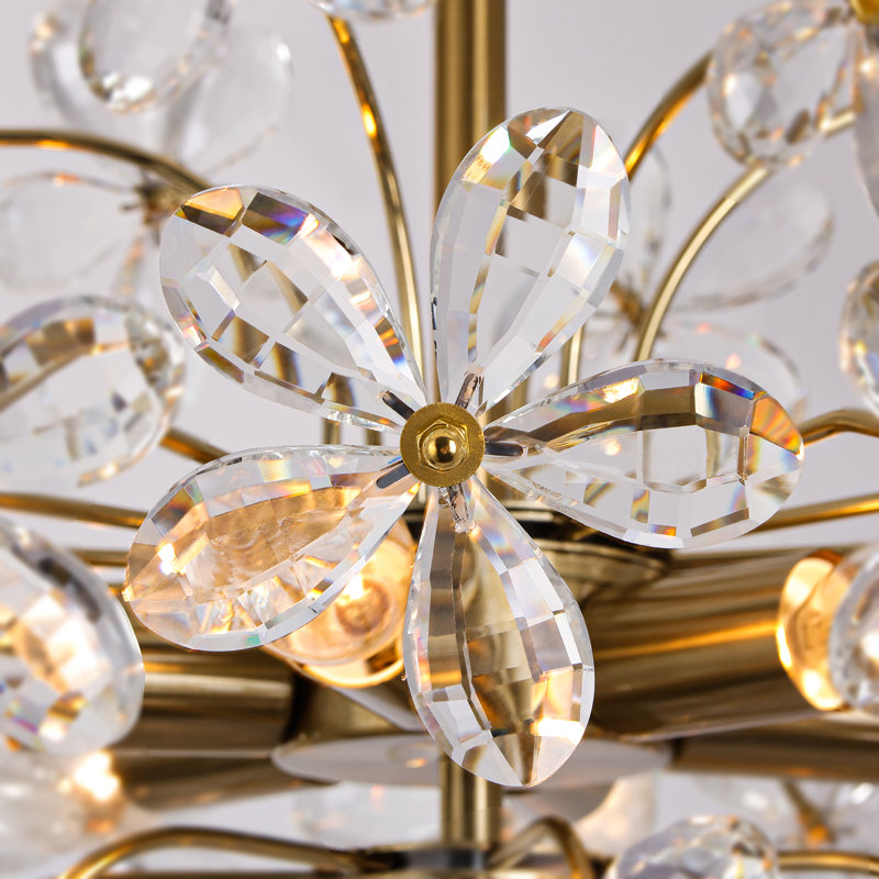 Lustre empire en cristal 6 lumières Kuol, Doré