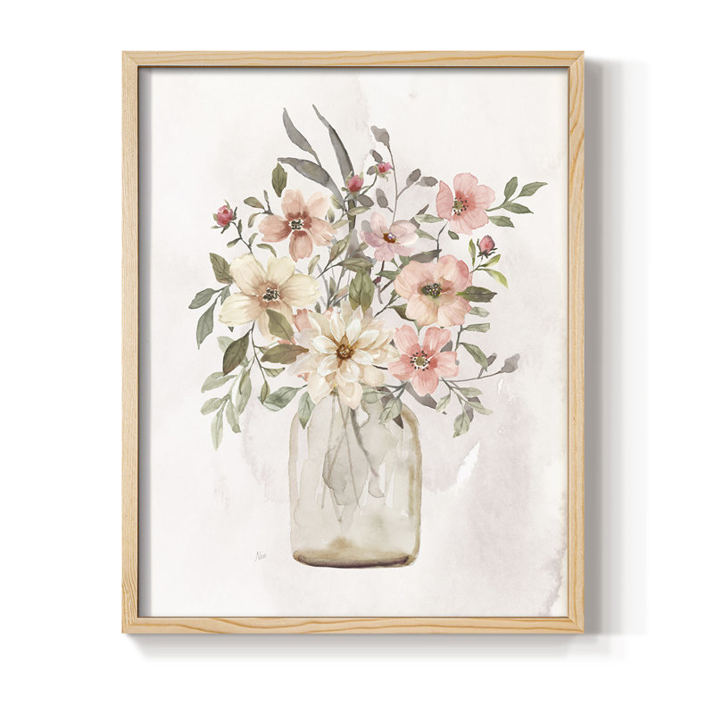 Pêches et crème II, reproduction encadrée - bois massif, Naturel, H 21 po x l 17 po