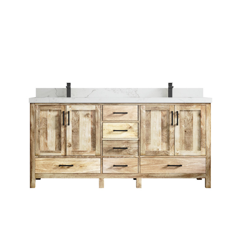 Ensemble de meuble-lavabo double 72 po Malibu, Calacatta Nuvo, Blanc délavé