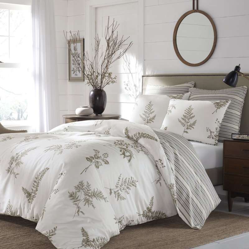 Willow Taupe and Cream Cotton Full/Queen Duvet Cover Set