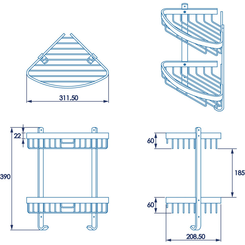 Aluminium Storage Shower Caddy