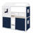 Twin-Sized Wooden Bunk Bed, Cottage-Style Bed With Windows And Play Tent, Low Loft Bed Frame With Secure Guardrail-994061614-994061601