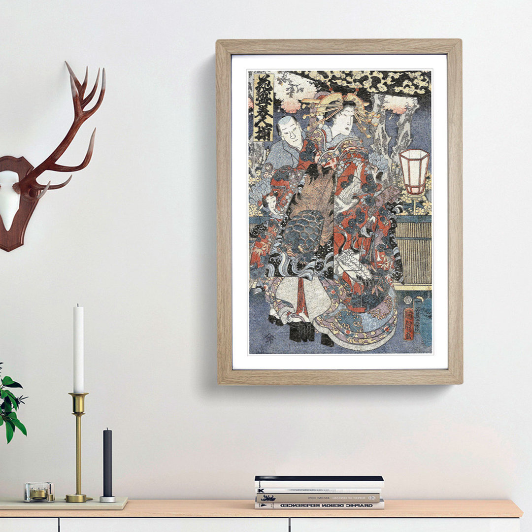 Courtesan on Parade by Toyohara Kunichika - Framed Print