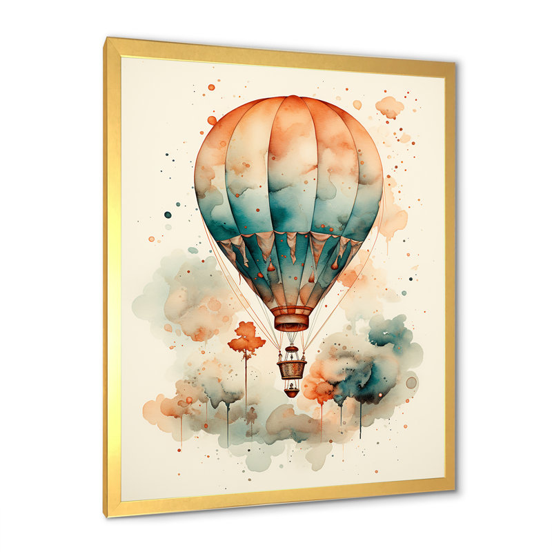 Charme classique en montgolfière III, Cadre photo doré simple, H 44 po x l 34 po x P 1,5 po