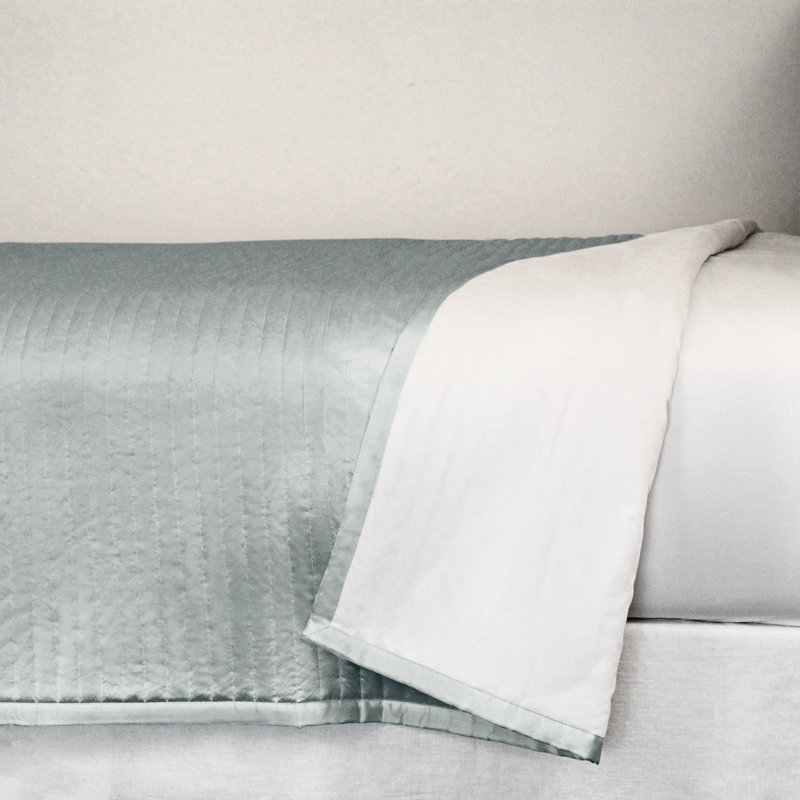 Charmeuse Channel Quilt Coverlet, King Coverlet, Frost