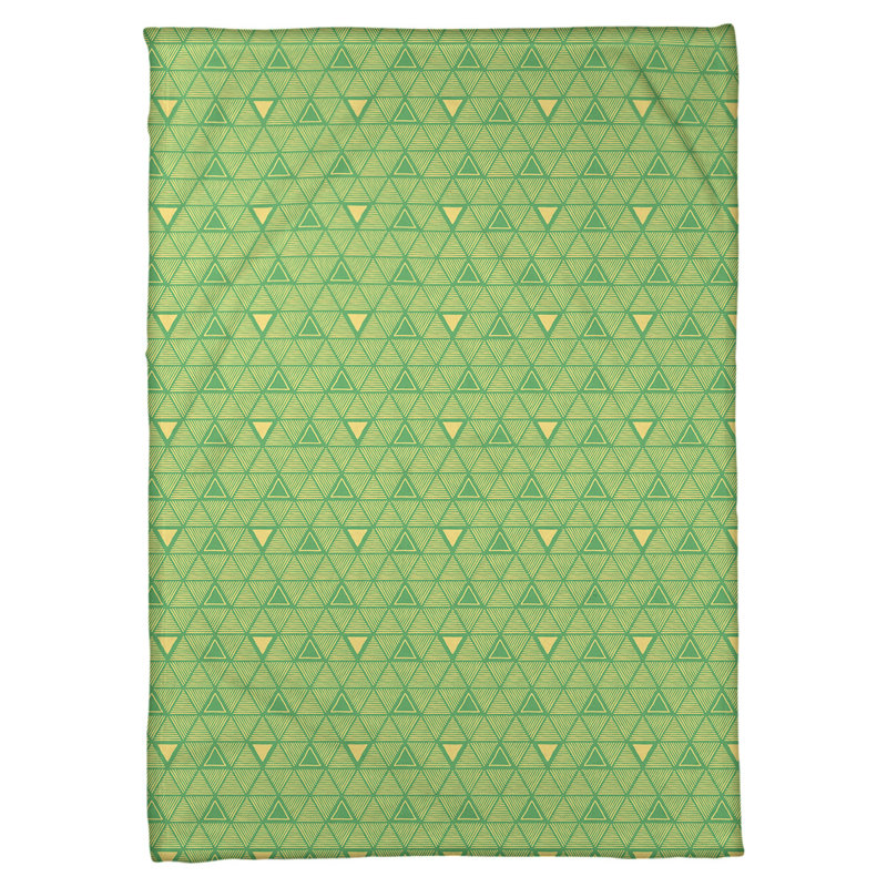 Couverture polairee triangles à la main, l 50 po x L 60 po, Vert / Jaune