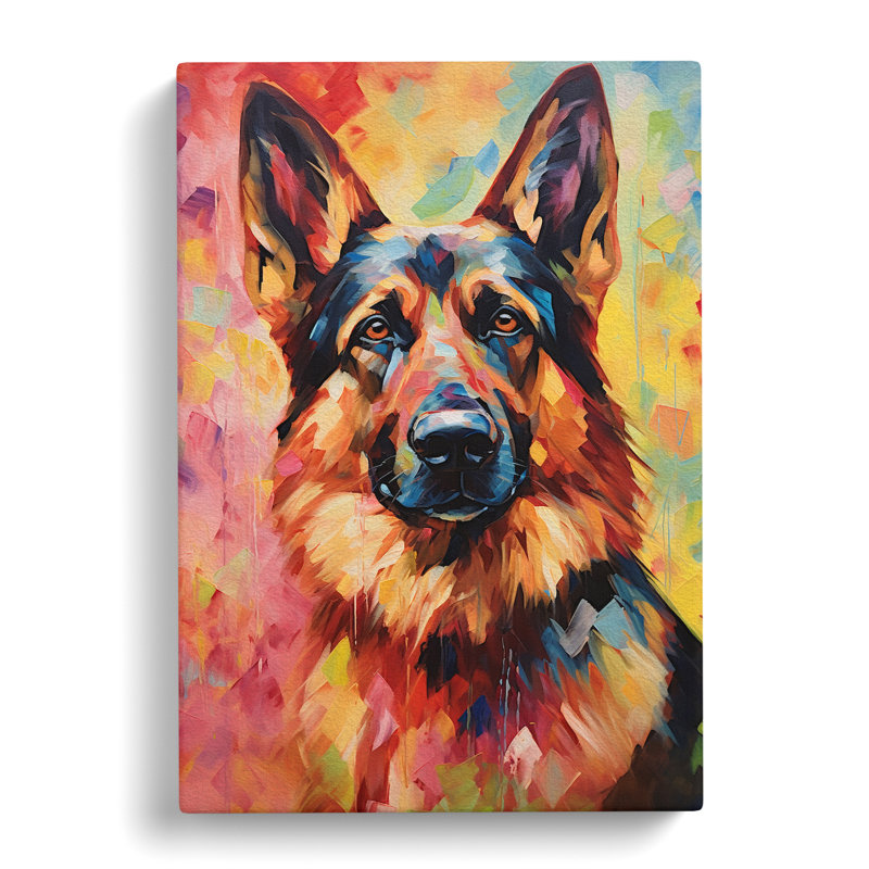 German Shepherd Impressionism - Wrapped Canvas Print, 60cm H x 40cm W x 3cm D