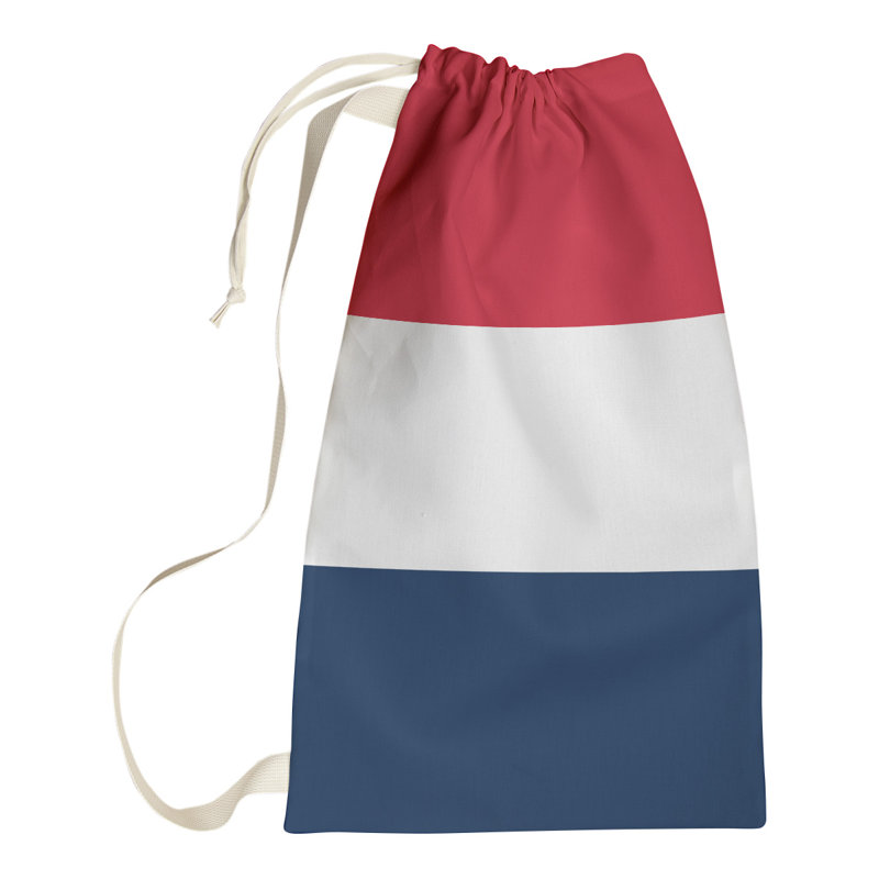 Fabric Laundry Bag with Handles, 29" H x 18" W x 1.5" D, Red/White/Blue