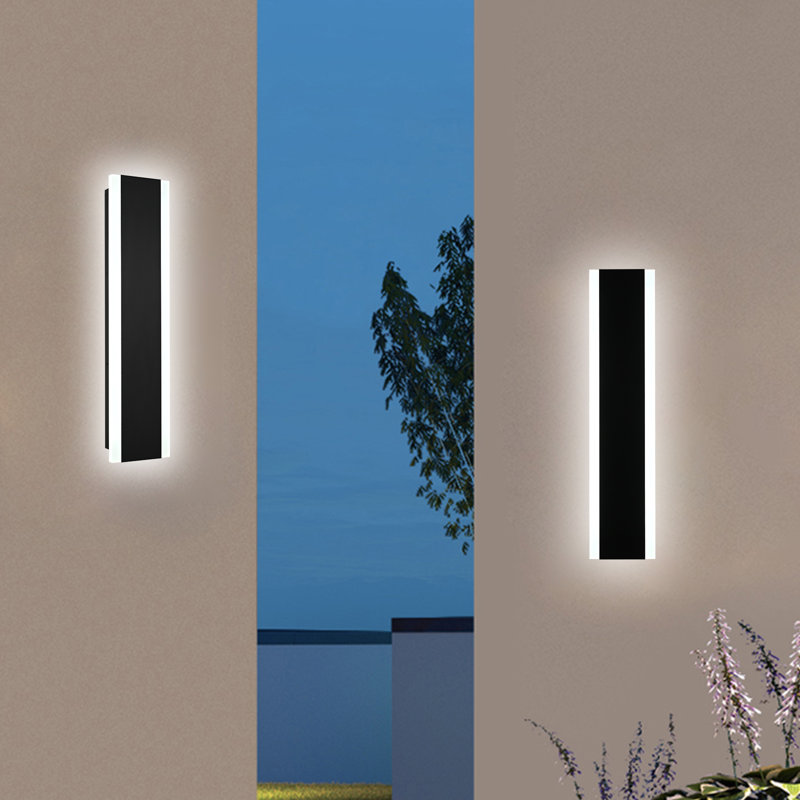 Outdoor Long Wall Lights, 2 Pack Dimmable Modern Led Wall Lighting,Black Wall Mount Long Linear Exterior Lighting Ip65 Waterproof Exterior Wall Light Fixtures For Garage Patio Porch