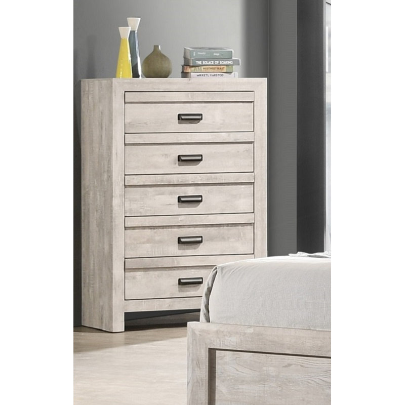 Commode 5 tiroirs 1 pièce, Beige gris